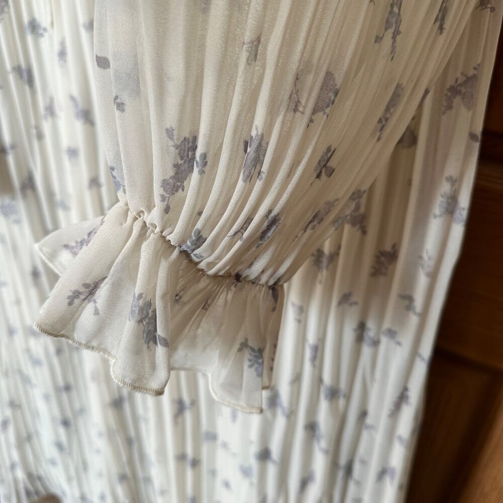 GANNI Pleated Georgette Midi Dress Sz 36/M Feminine Whimsical Cottagecore - Picture 9 of 16